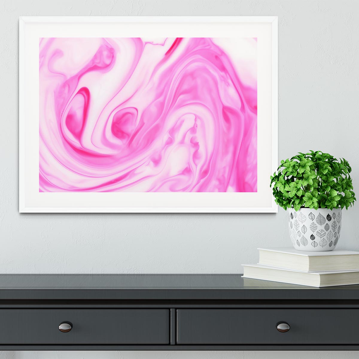 Pink Abstract Swirl Framed Print - Canvas Art Rocks - 5