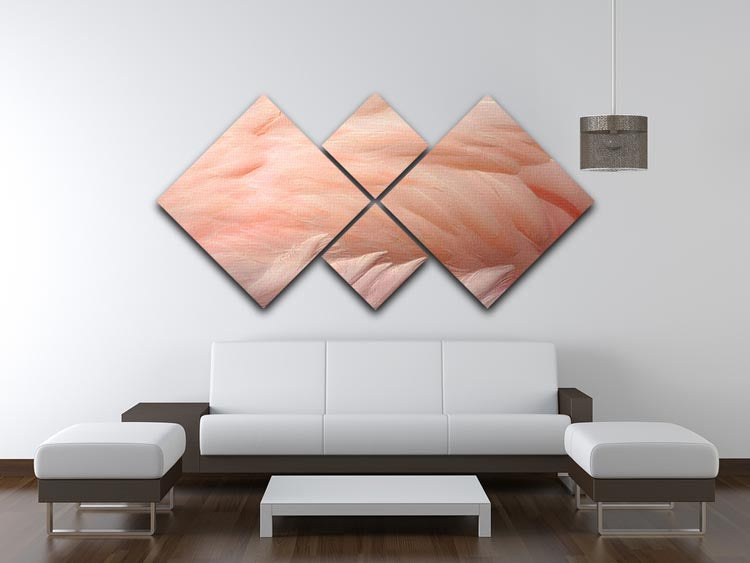Pink flamingo feathers 4 Square Multi Panel Canvas - Canvas Art Rocks - 3