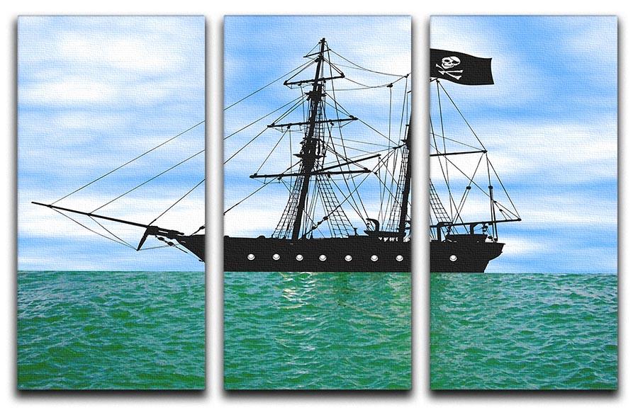 Pirate ship at anchor 3 Split Panel Canvas Print - Canvas Art Rocks - 1