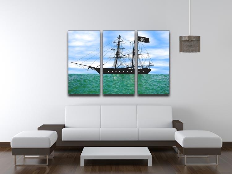 Pirate ship at anchor 3 Split Panel Canvas Print - Canvas Art Rocks - 3