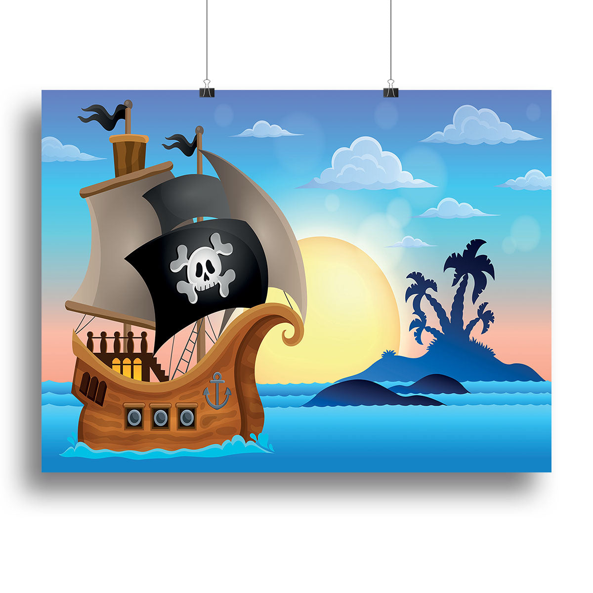Pirate ship near small island 4 Canvas Print or Poster - Canvas Art Rocks - 2