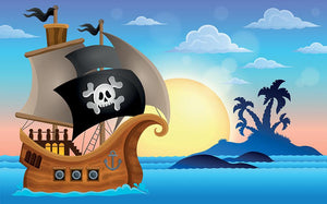 Pirate ship near small island 4 Wall Mural Wallpaper - Canvas Art Rocks - 1