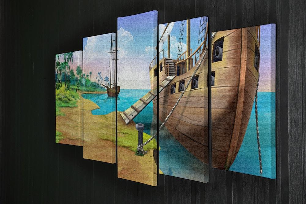 Pirate ship on the shore of the Pirate Island 5 Split Panel Canvas - Canvas Art Rocks - 2