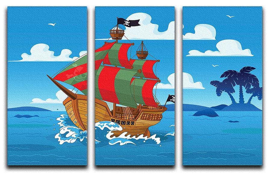 Pirate ship sails the seas 3 Split Panel Canvas Print - Canvas Art Rocks - 1