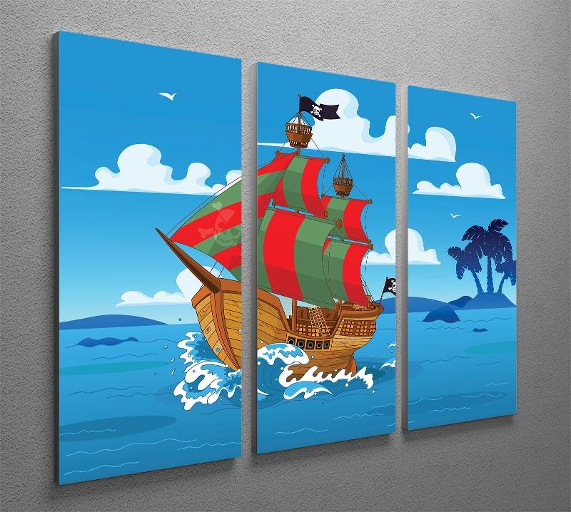 Pirate ship sails the seas 3 Split Panel Canvas Print - Canvas Art Rocks - 2