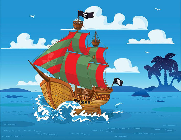 Pirate ship sails the seas Wall Mural Wallpaper