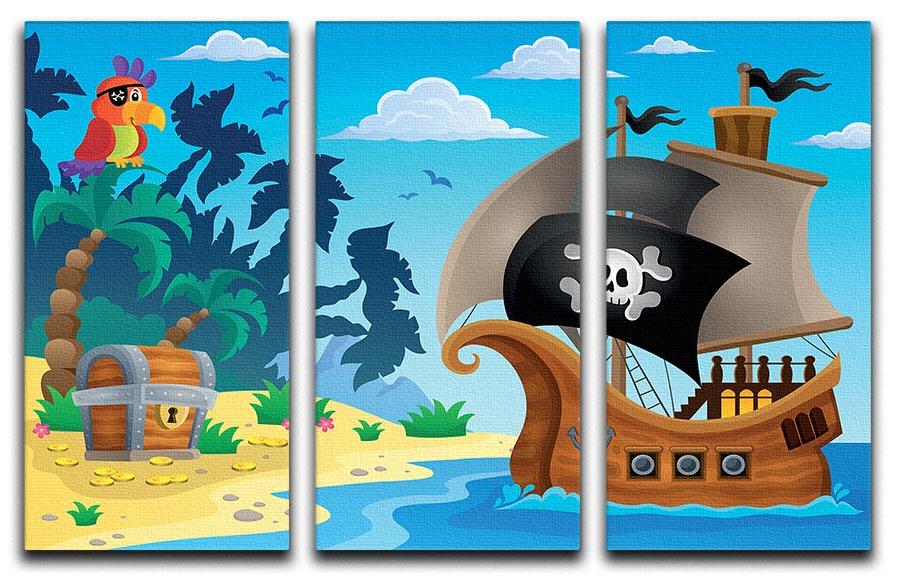 Pirate ship topic image 5 3 Split Panel Canvas Print - Canvas Art Rocks - 1