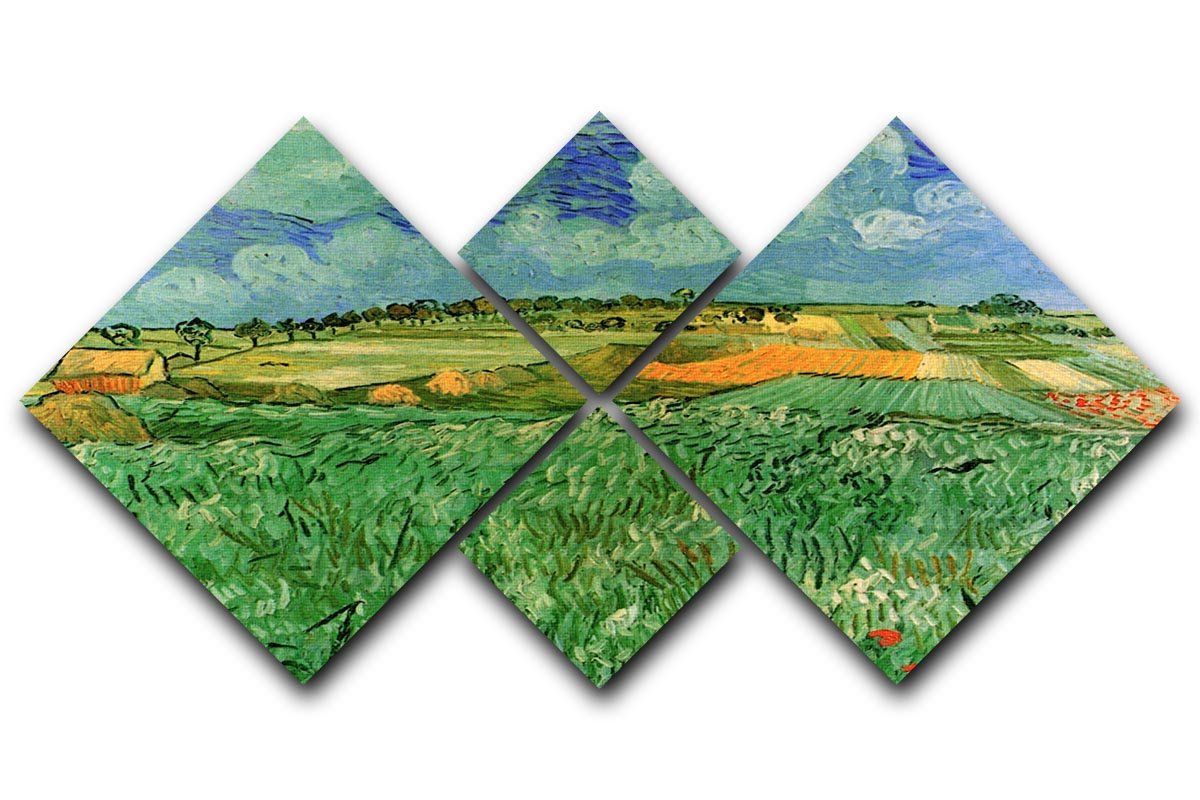 Plain Near Auvers by Van Gogh 4 Square Multi Panel Canvas  - Canvas Art Rocks - 1