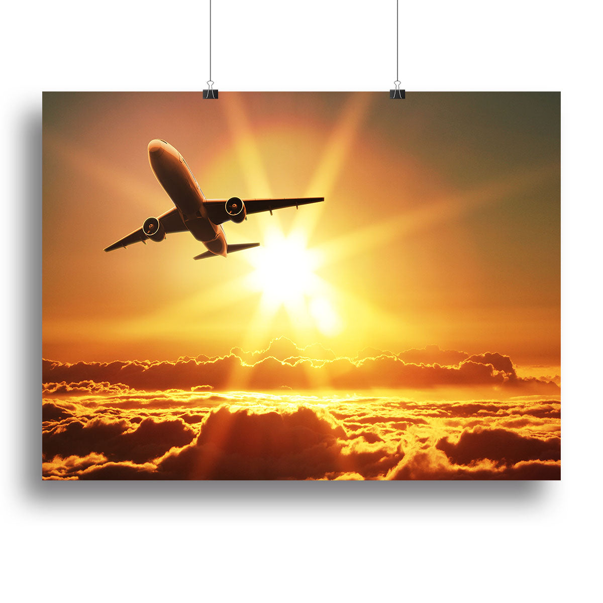Plane takes off at sunrise Canvas Print or Poster - Canvas Art Rocks - 2