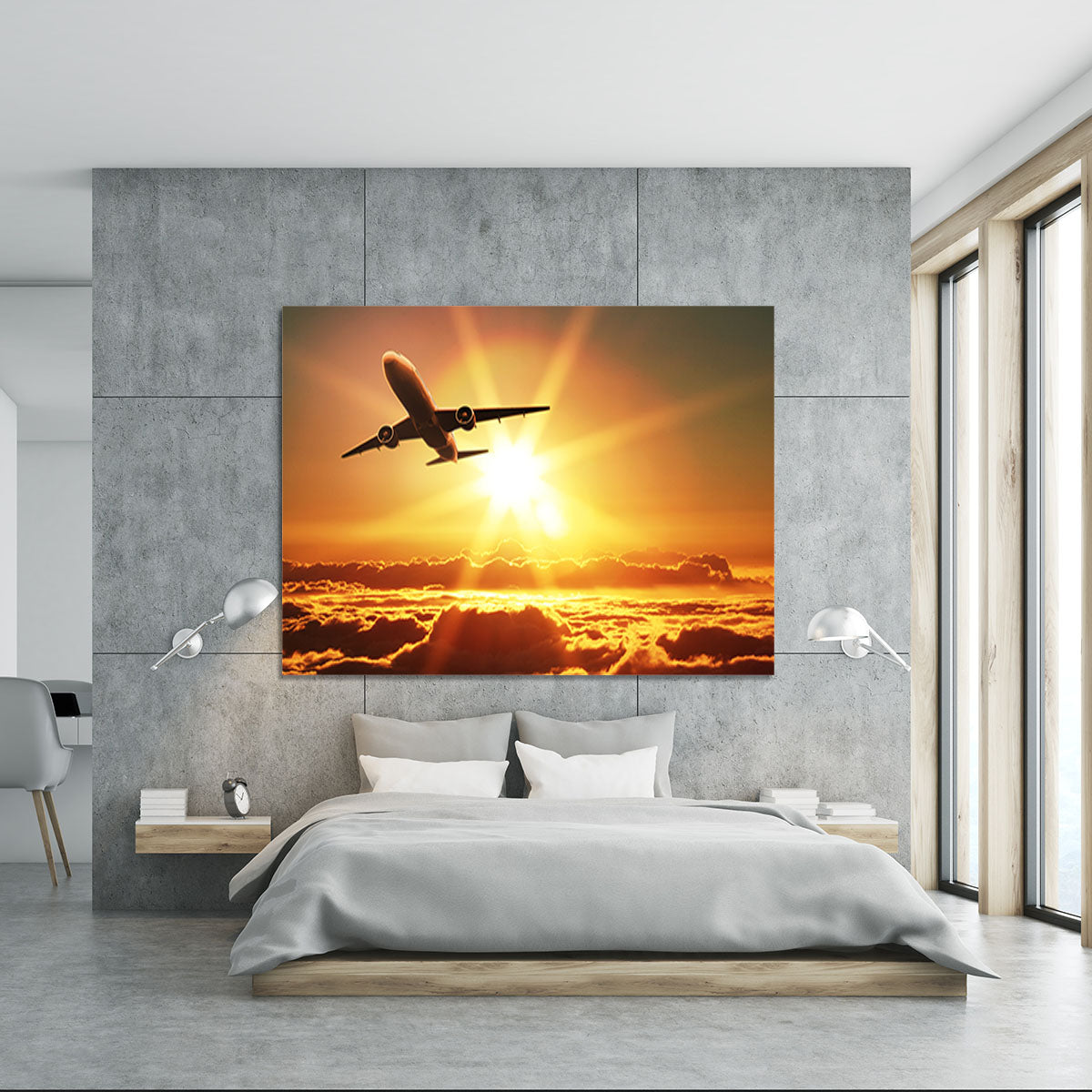 Plane takes off at sunrise Canvas Print or Poster - Canvas Art Rocks - 5