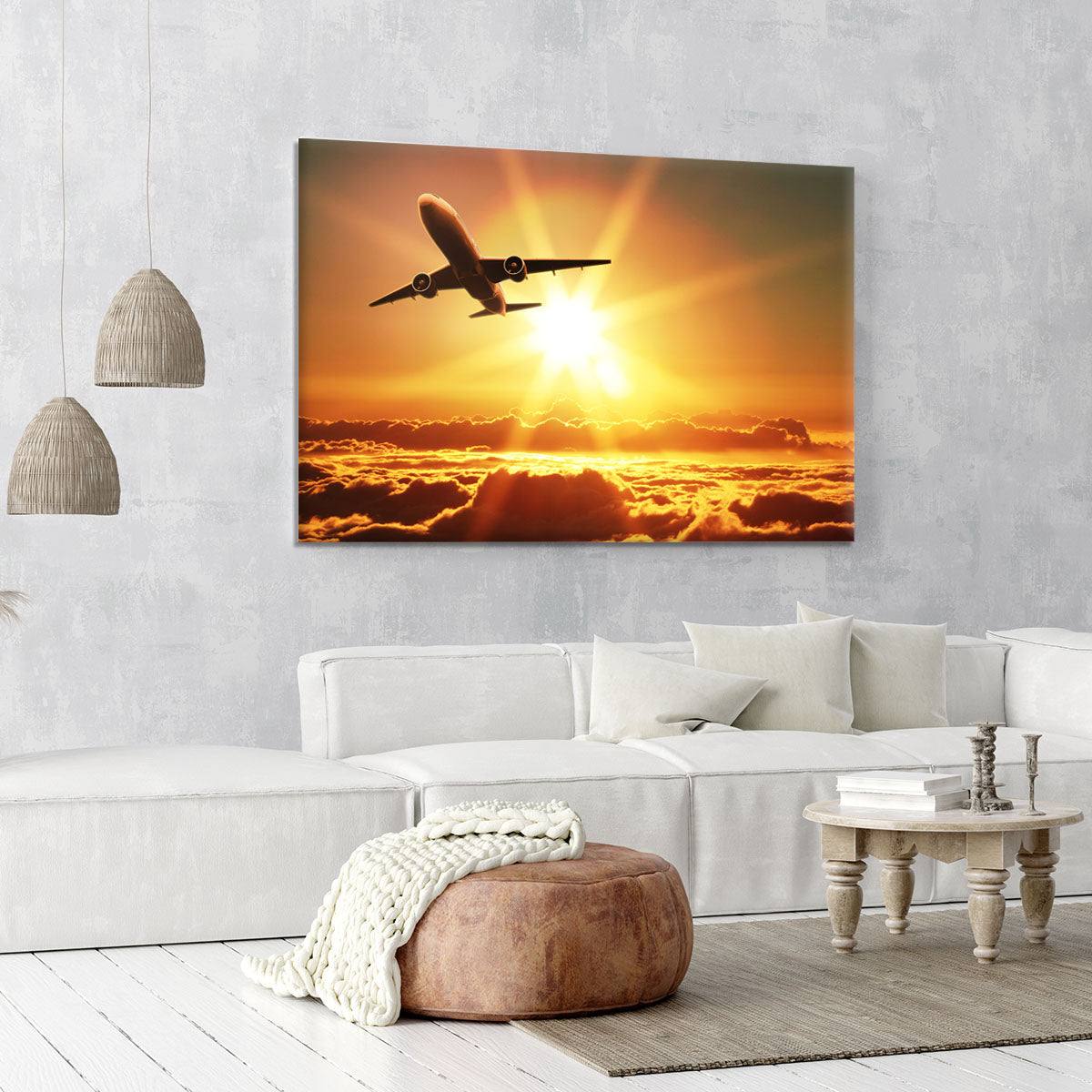 Plane takes off at sunrise Canvas Print or Poster - Canvas Art Rocks - 6