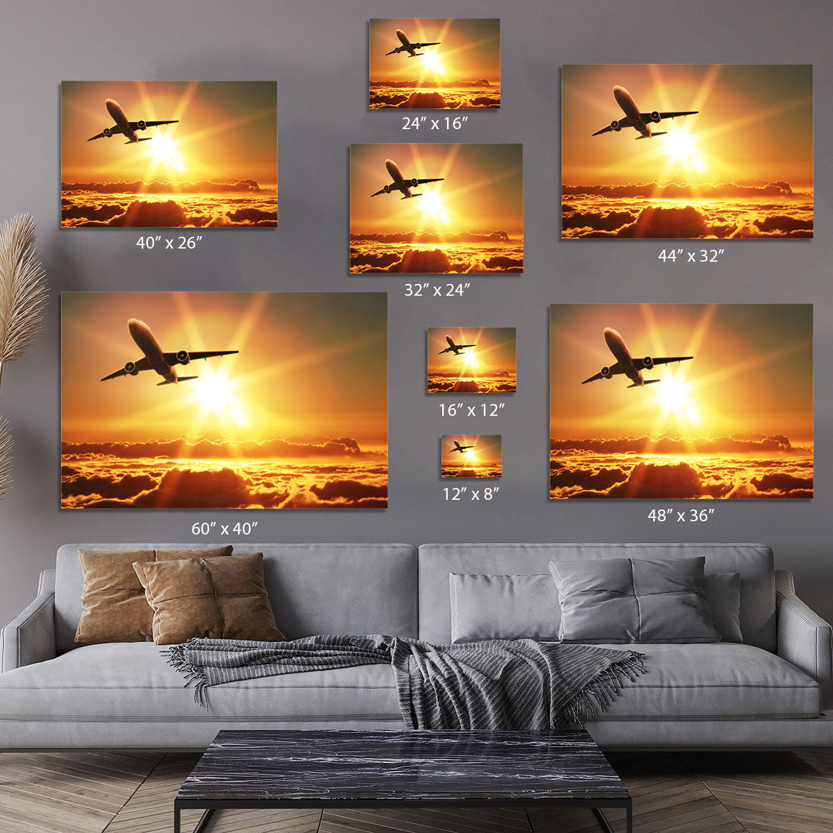 Plane takes off at sunrise Canvas Print or Poster - Canvas Art Rocks - 7