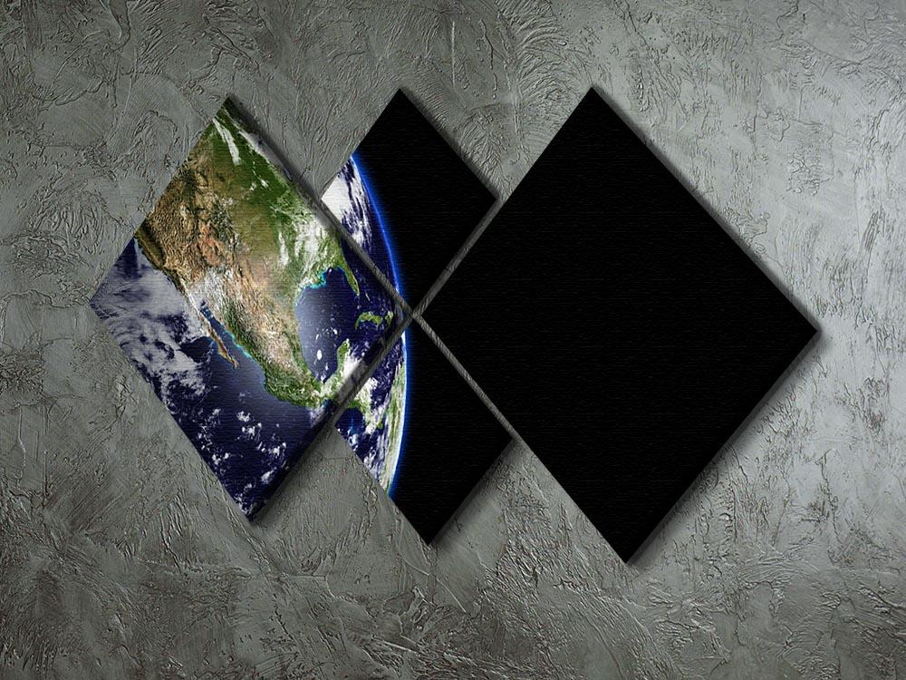 Planet Earth in universe or space 4 Square Multi Panel Canvas - Canvas Art Rocks - 2