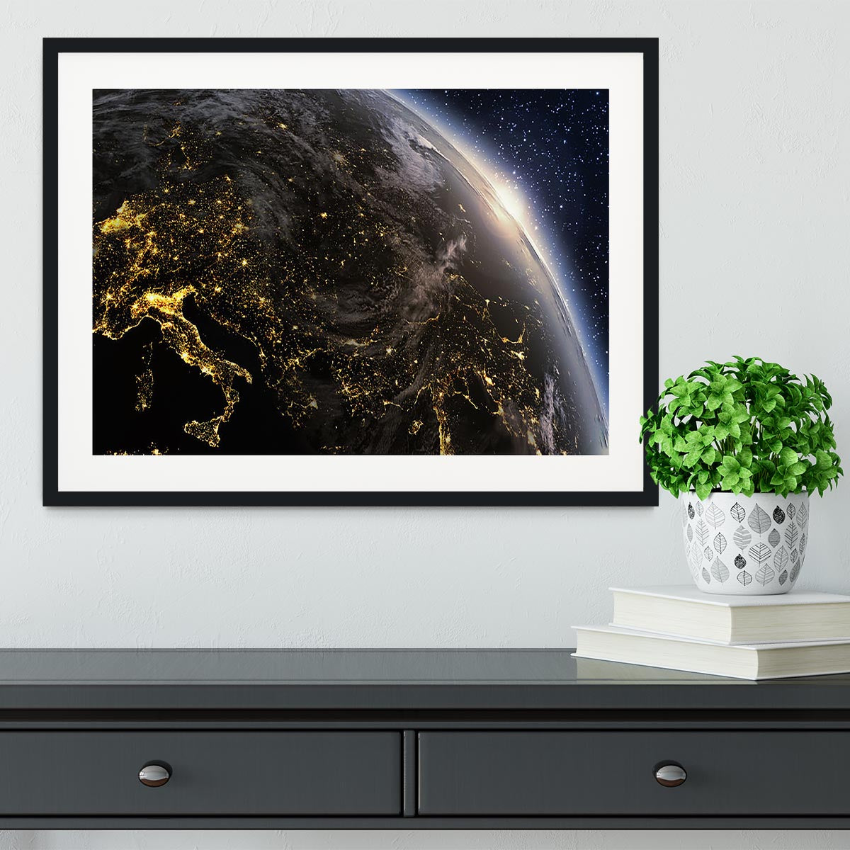 Planet earth Europe zone Framed Print - Canvas Art Rocks - 1
