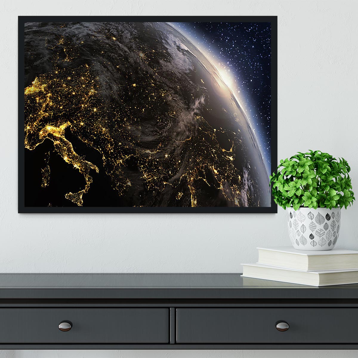 Planet earth Europe zone Framed Print - Canvas Art Rocks - 2