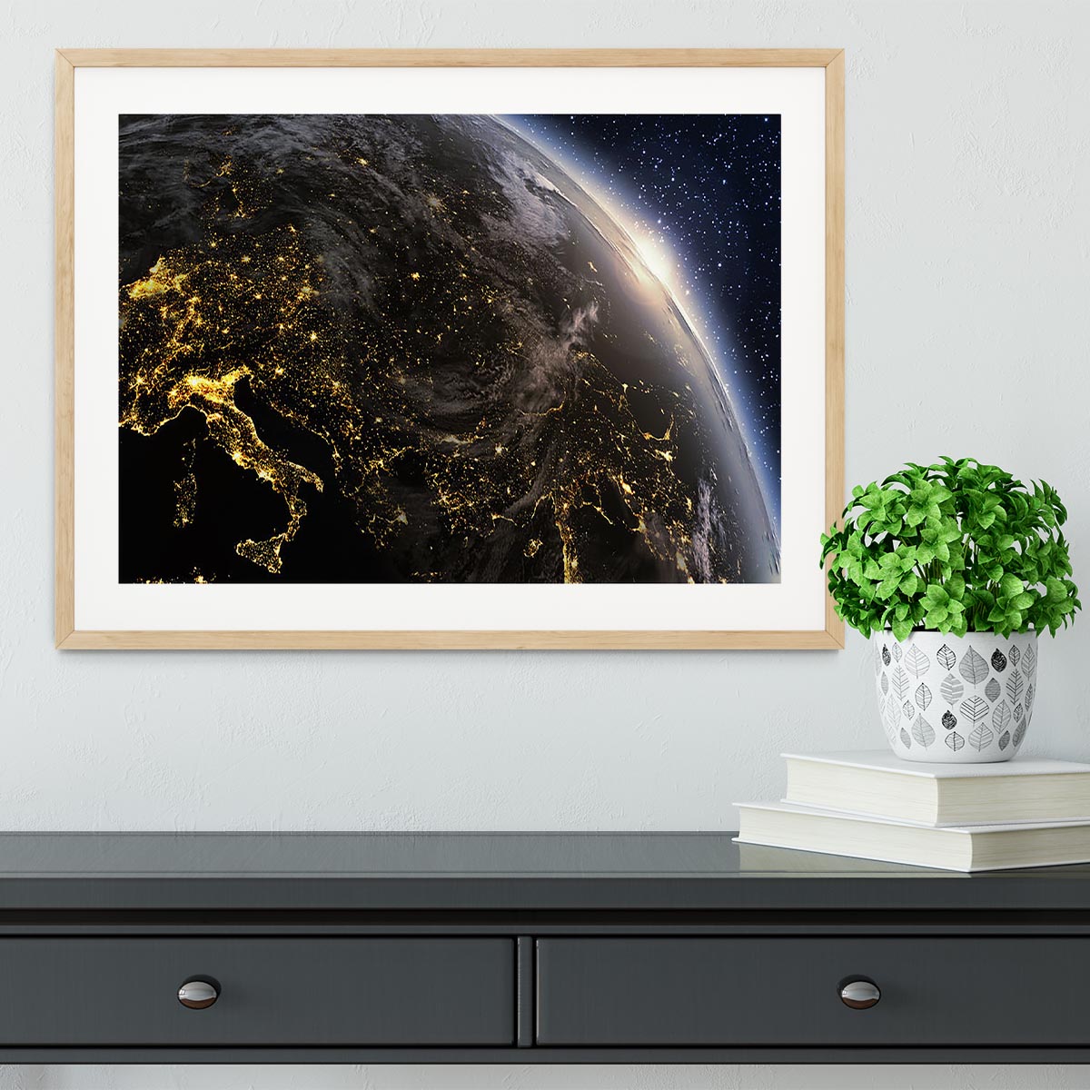 Planet earth Europe zone Framed Print - Canvas Art Rocks - 3
