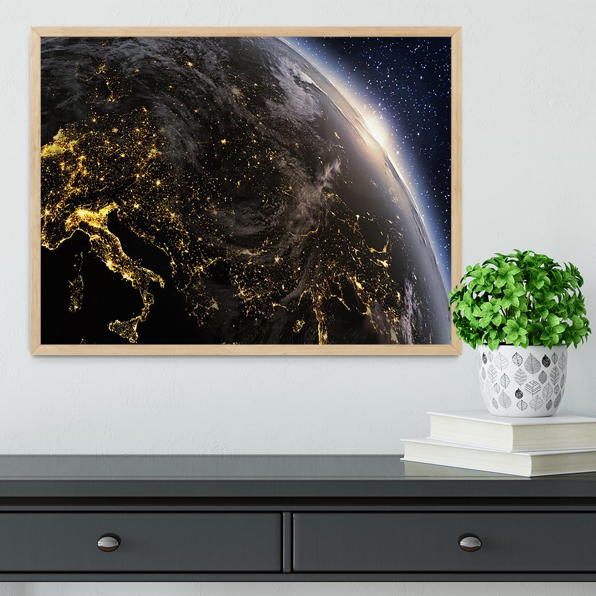Planet earth Europe zone Framed Print - Canvas Art Rocks - 4