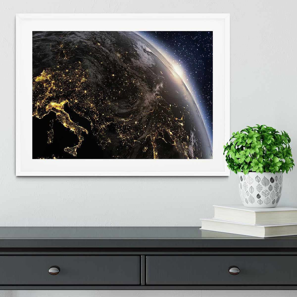 Planet earth Europe zone Framed Print - Canvas Art Rocks - 5