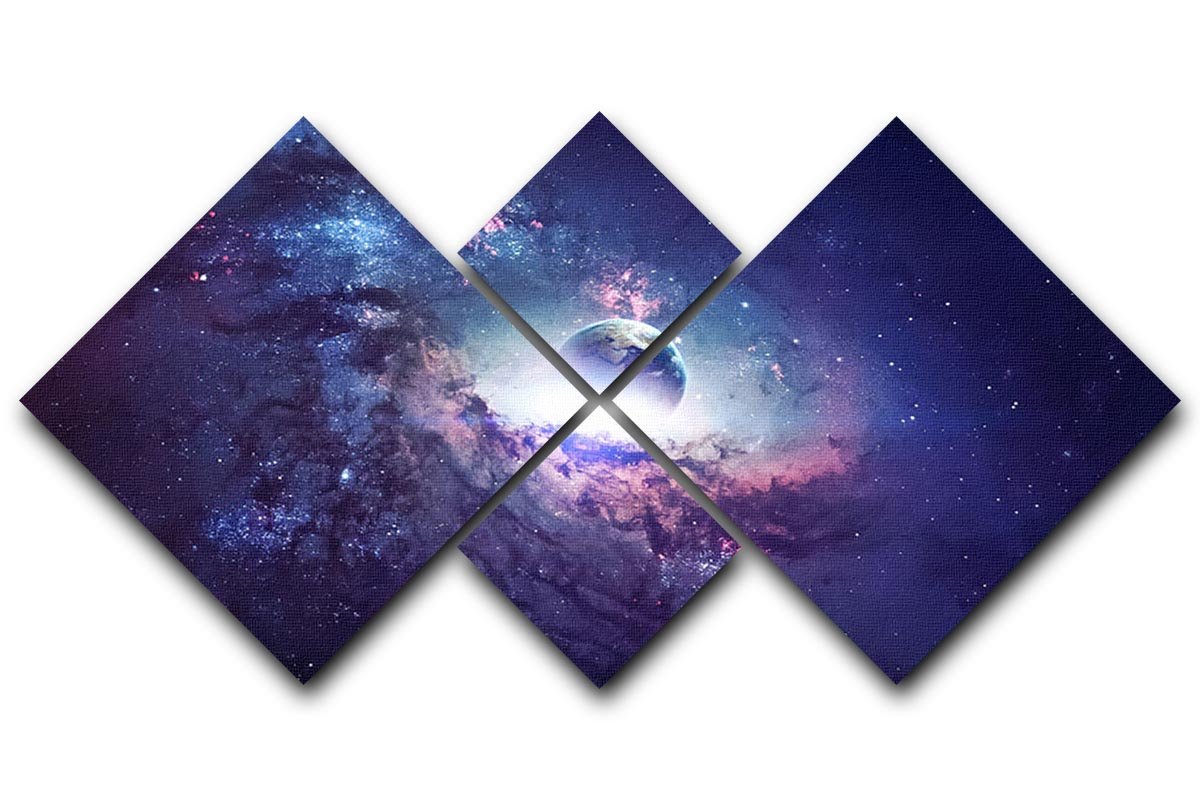 Planets Stars and Galaxies 4 Square Multi Panel Canvas  - Canvas Art Rocks - 1