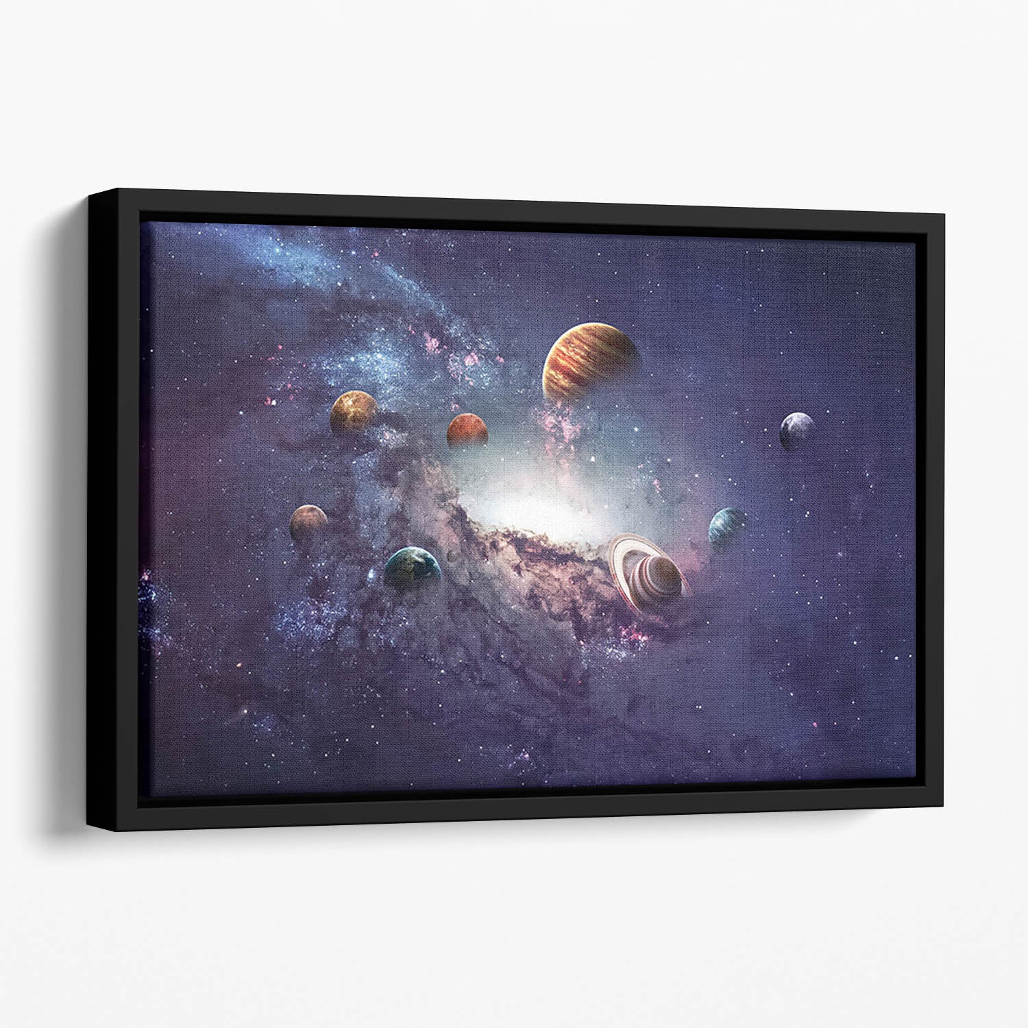 Planets in the solar system Floating Framed Canvas