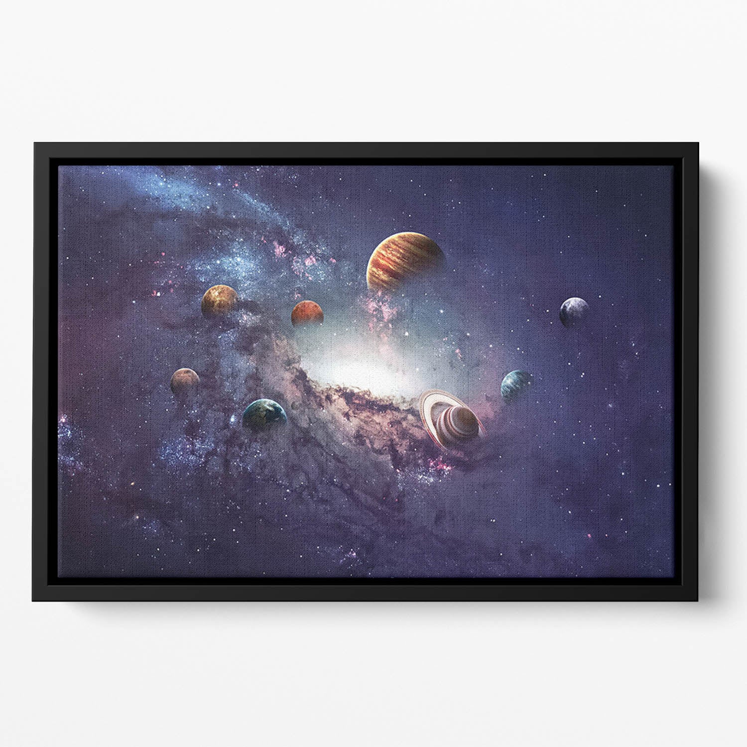 Planets in the solar system Floating Framed Canvas