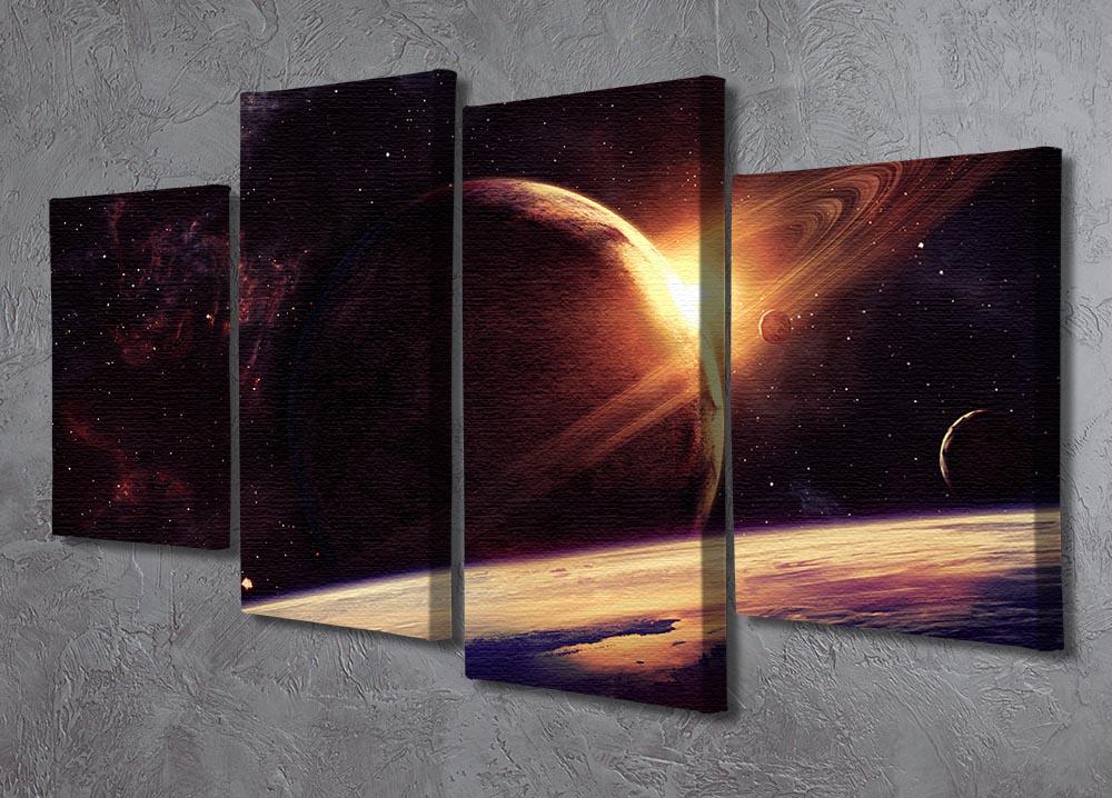 Planets over the nebulae in space 4 Split Panel Canvas - Canvas Art Rocks - 2