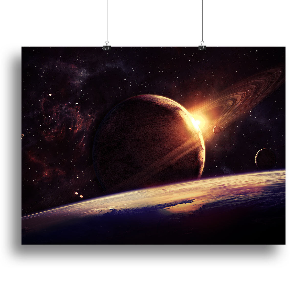 Planets over the nebulae in space Canvas Print or Poster - Canvas Art Rocks - 2