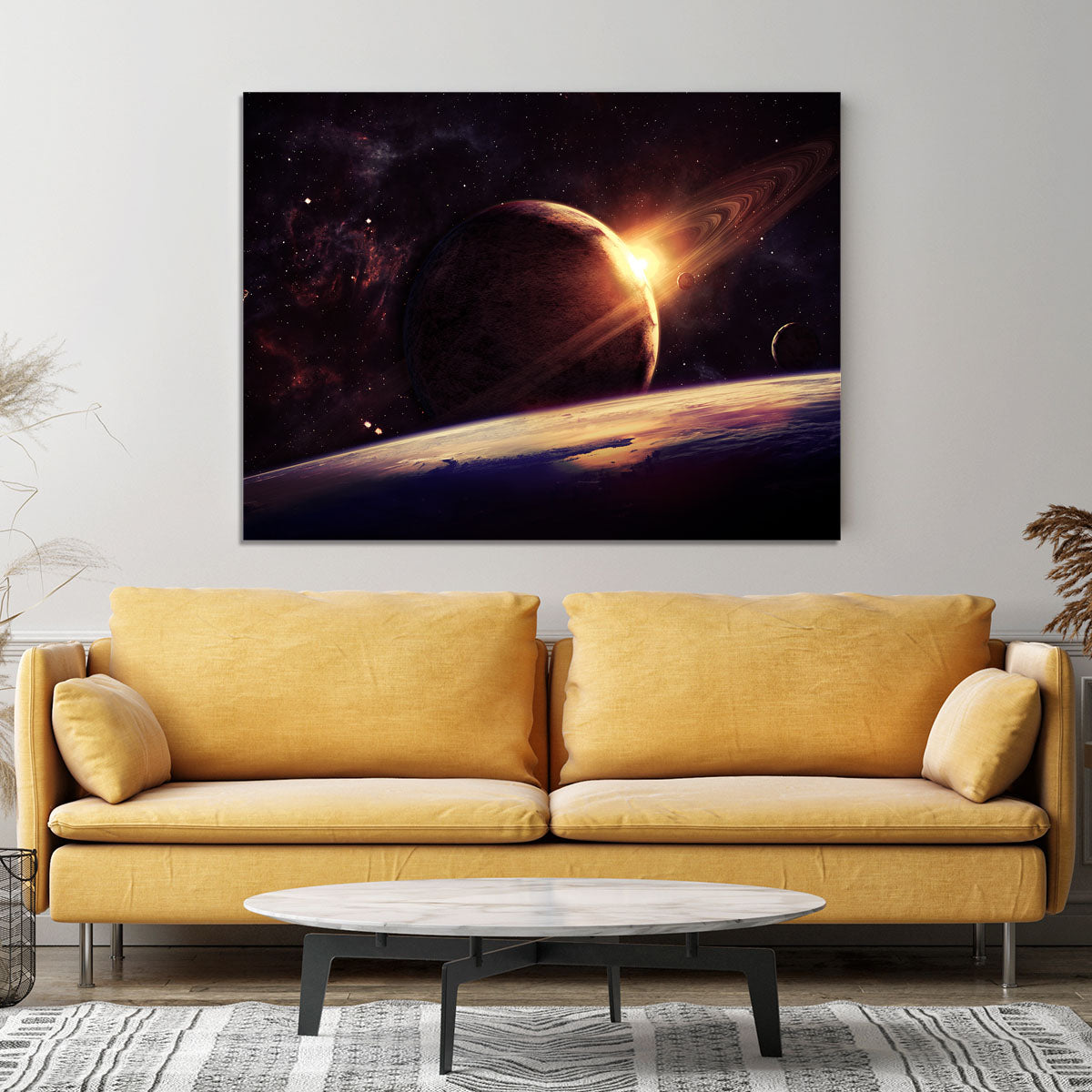 Planets over the nebulae in space Canvas Print or Poster - Canvas Art Rocks - 4