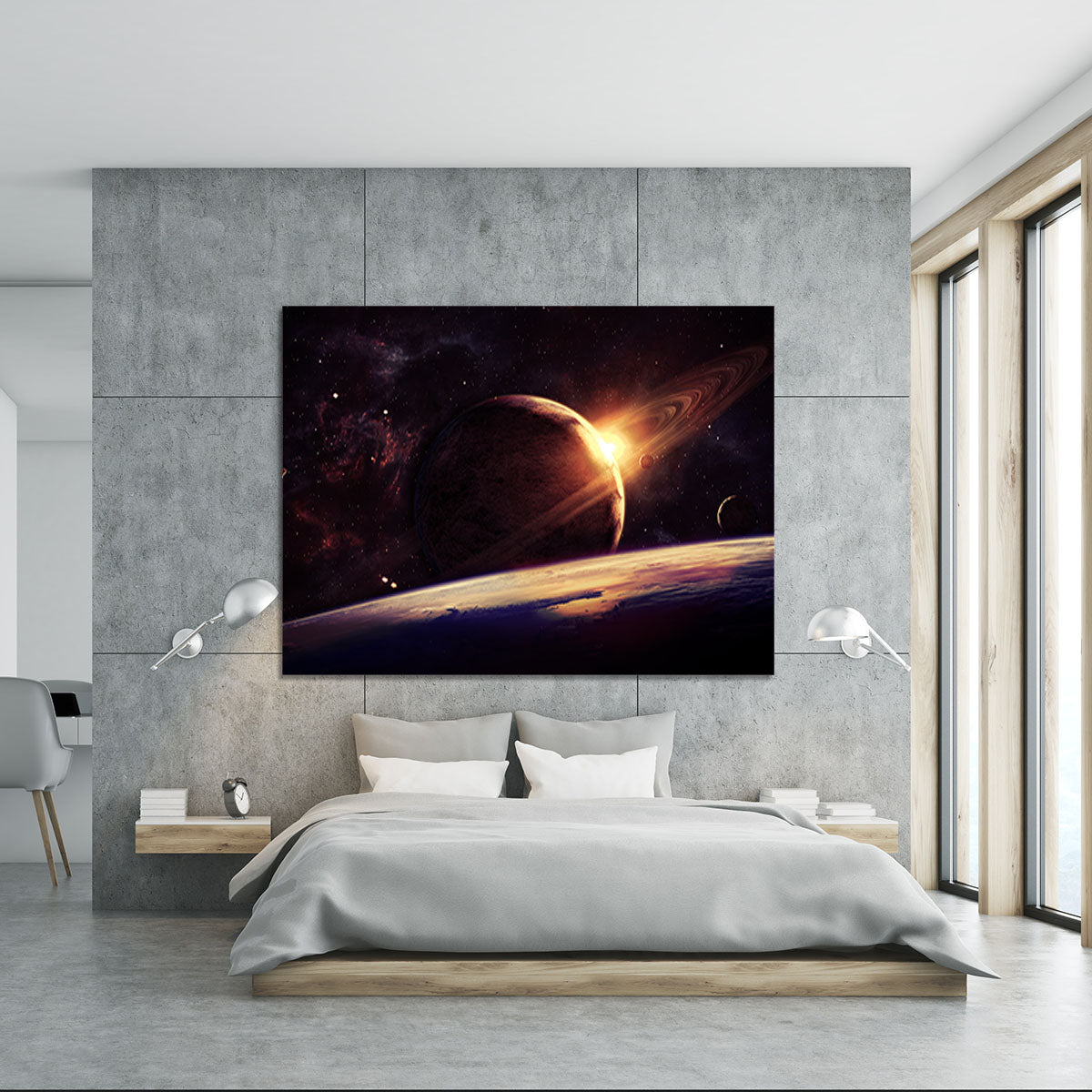 Planets over the nebulae in space Canvas Print or Poster - Canvas Art Rocks - 5