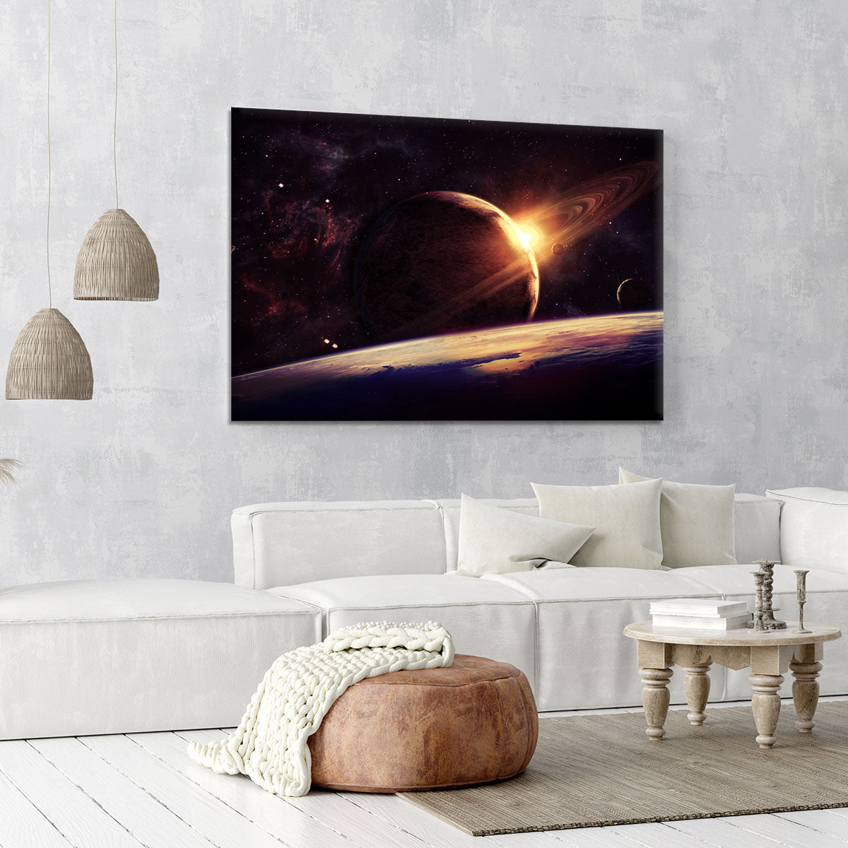 Planets over the nebulae in space Canvas Print or Poster - Canvas Art Rocks - 6