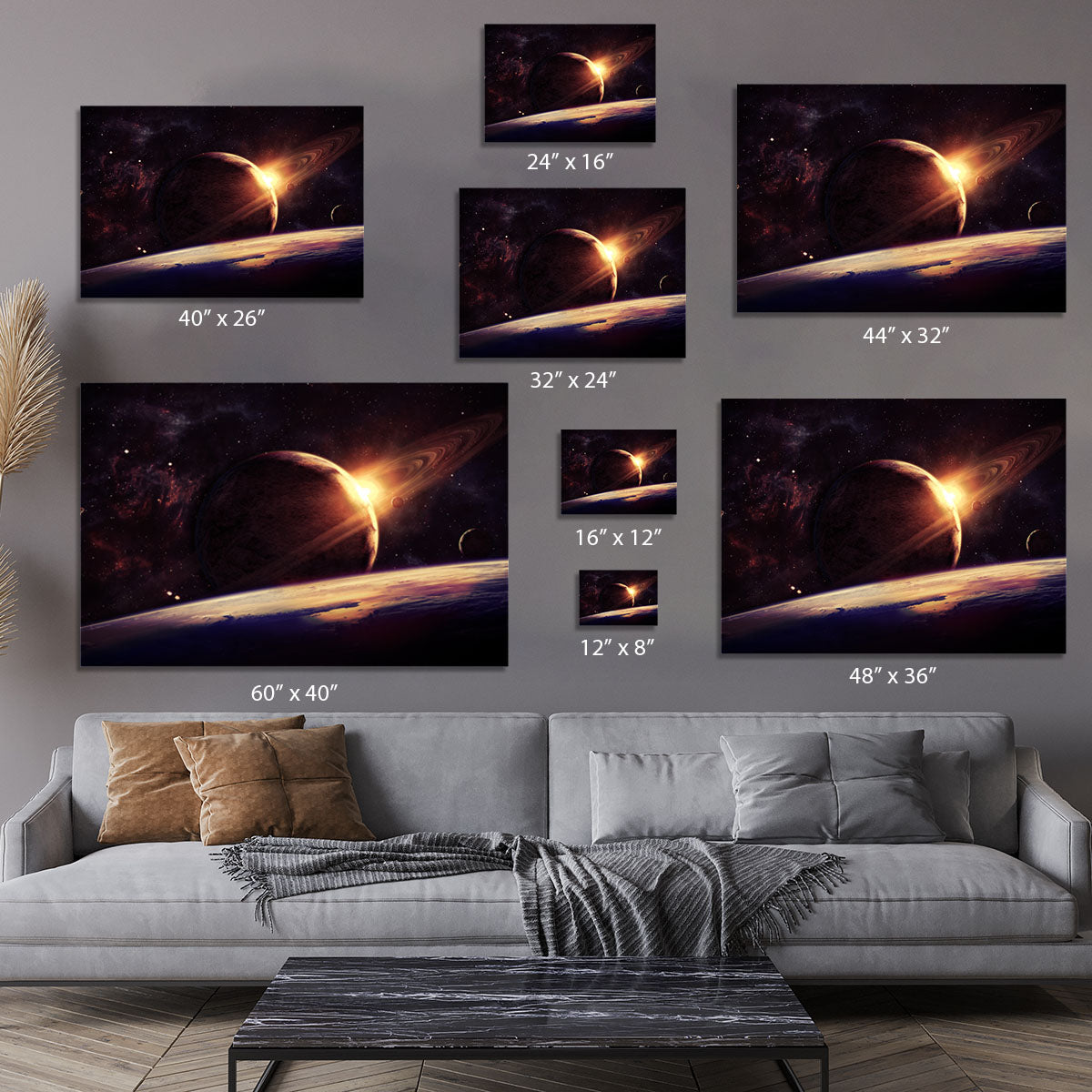 Planets over the nebulae in space Canvas Print or Poster - Canvas Art Rocks - 7