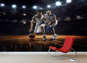 Players in action in gym in lights Wall Mural Wallpaper - Canvas Art Rocks - 2