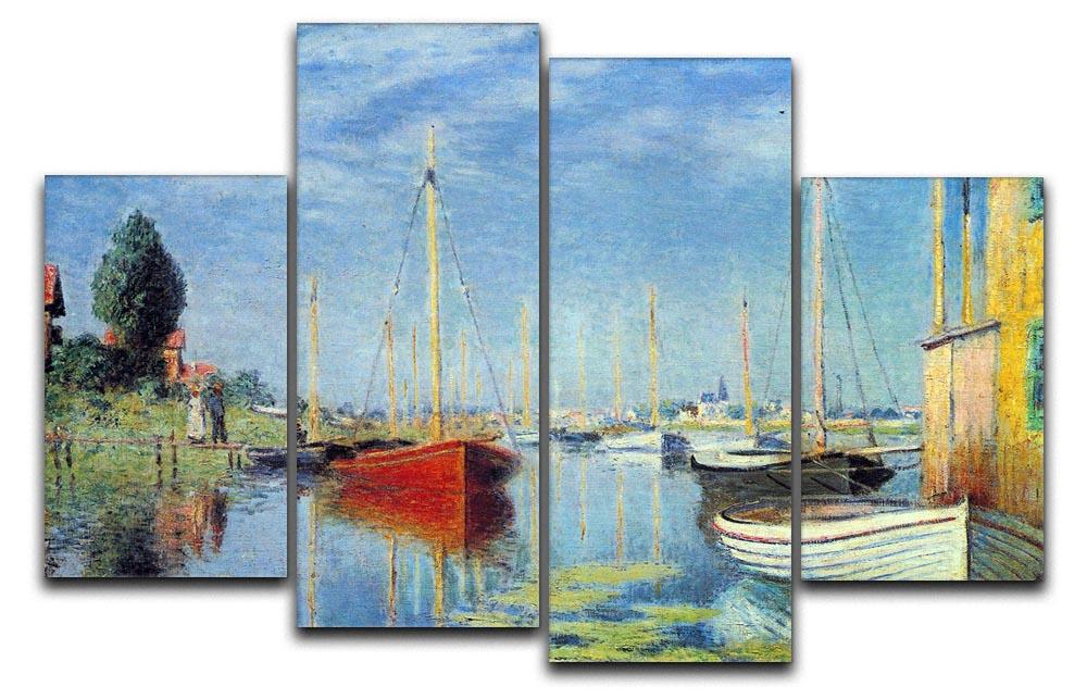 Pleasure Boats at Argenteuil by Monet 4 Split Panel Canvas  - Canvas Art Rocks - 1