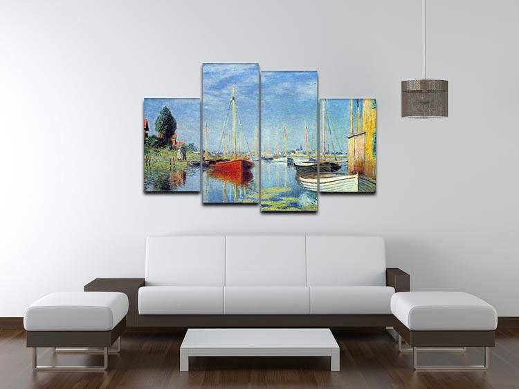 Pleasure Boats at Argenteuil by Monet 4 Split Panel Canvas - Canvas Art Rocks - 3