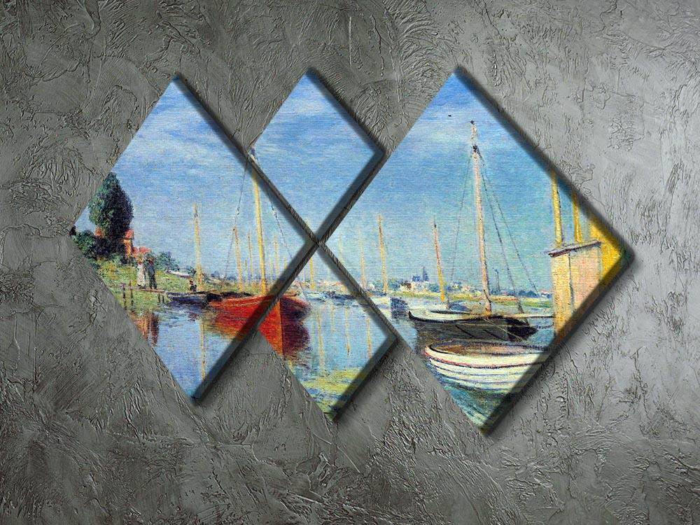 Pleasure Boats at Argenteuil by Monet 4 Square Multi Panel Canvas - Canvas Art Rocks - 2