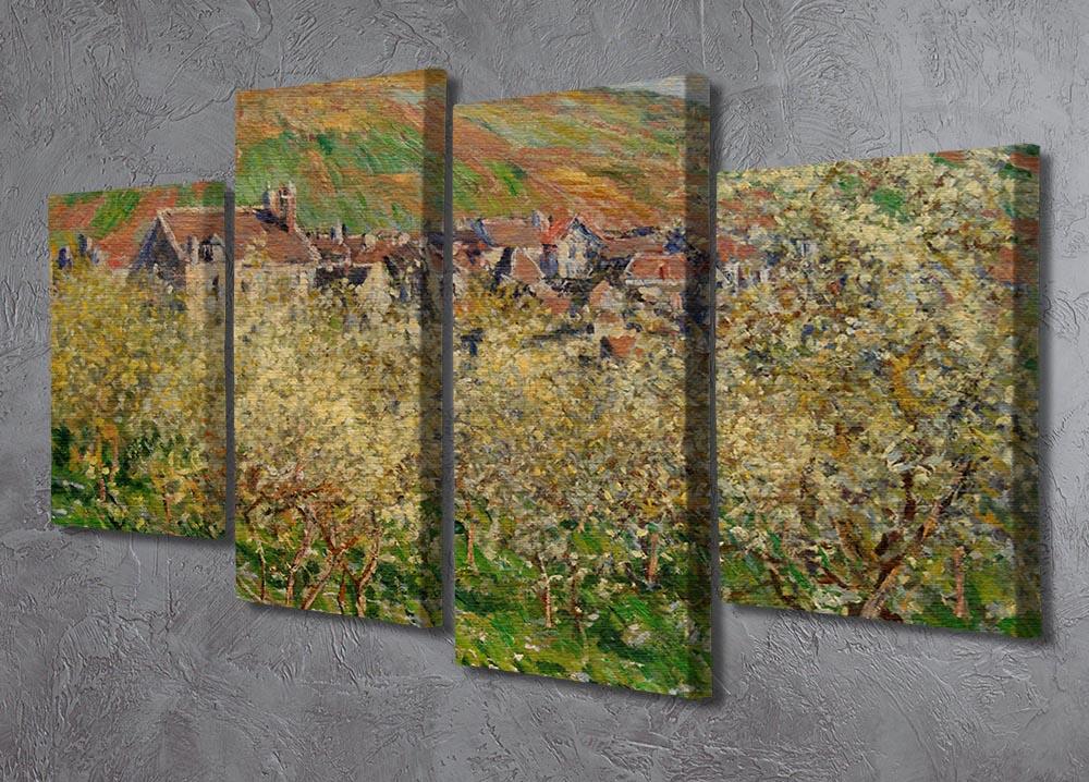 Plum trees in blossom by Monet 4 Split Panel Canvas - Canvas Art Rocks - 2