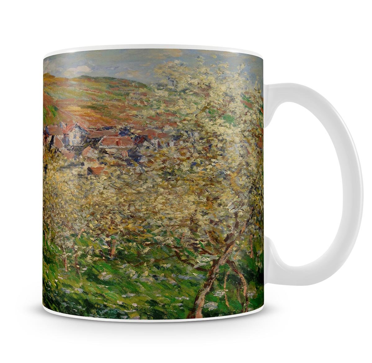 Plum trees in blossom by Monet Mug - Canvas Art Rocks - 4