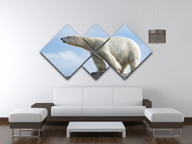 Polar bear walking on rocks 4 Square Multi Panel Canvas - Canvas Art Rocks - 3
