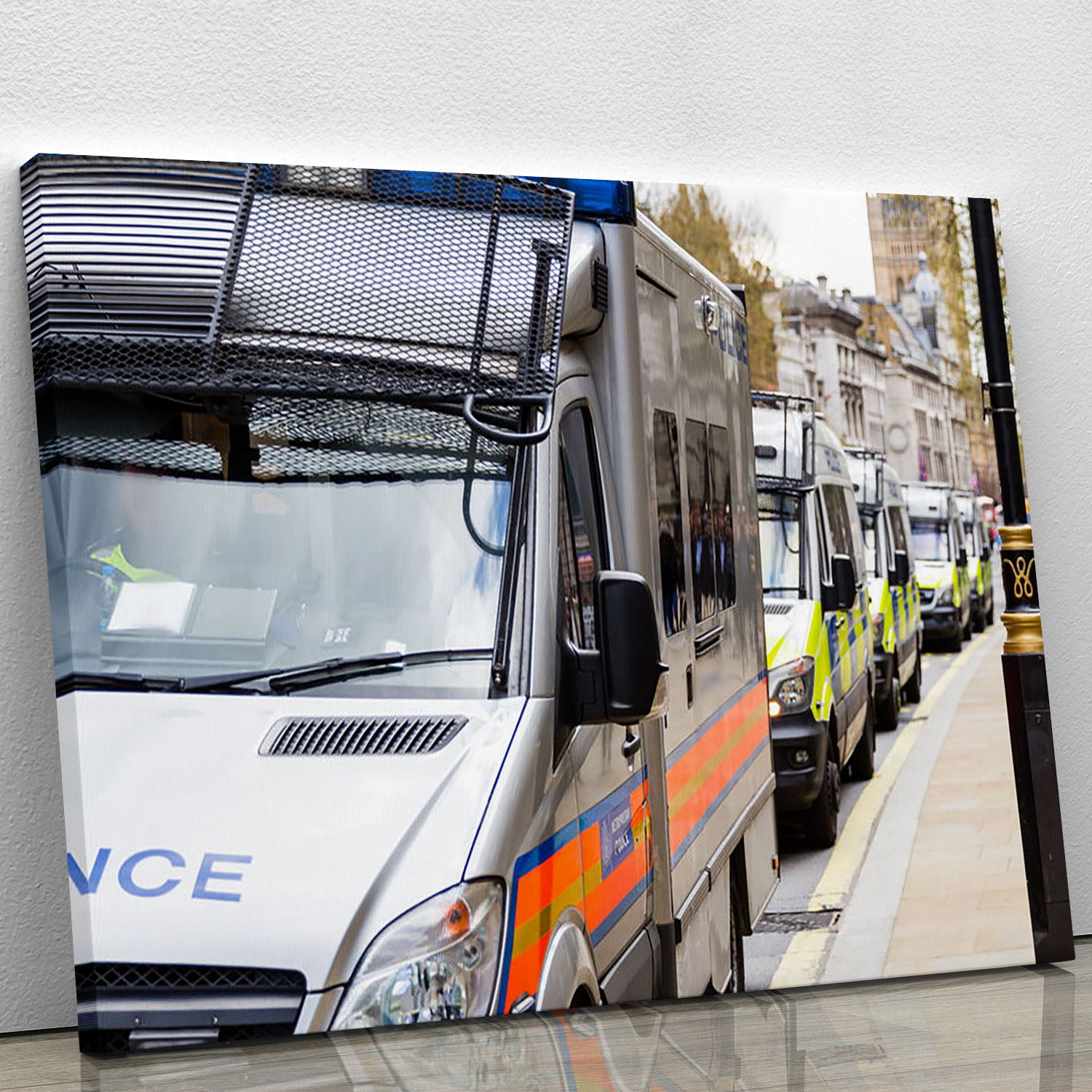 Police vans in a row Canvas Print or Poster - Canvas Art Rocks - 1