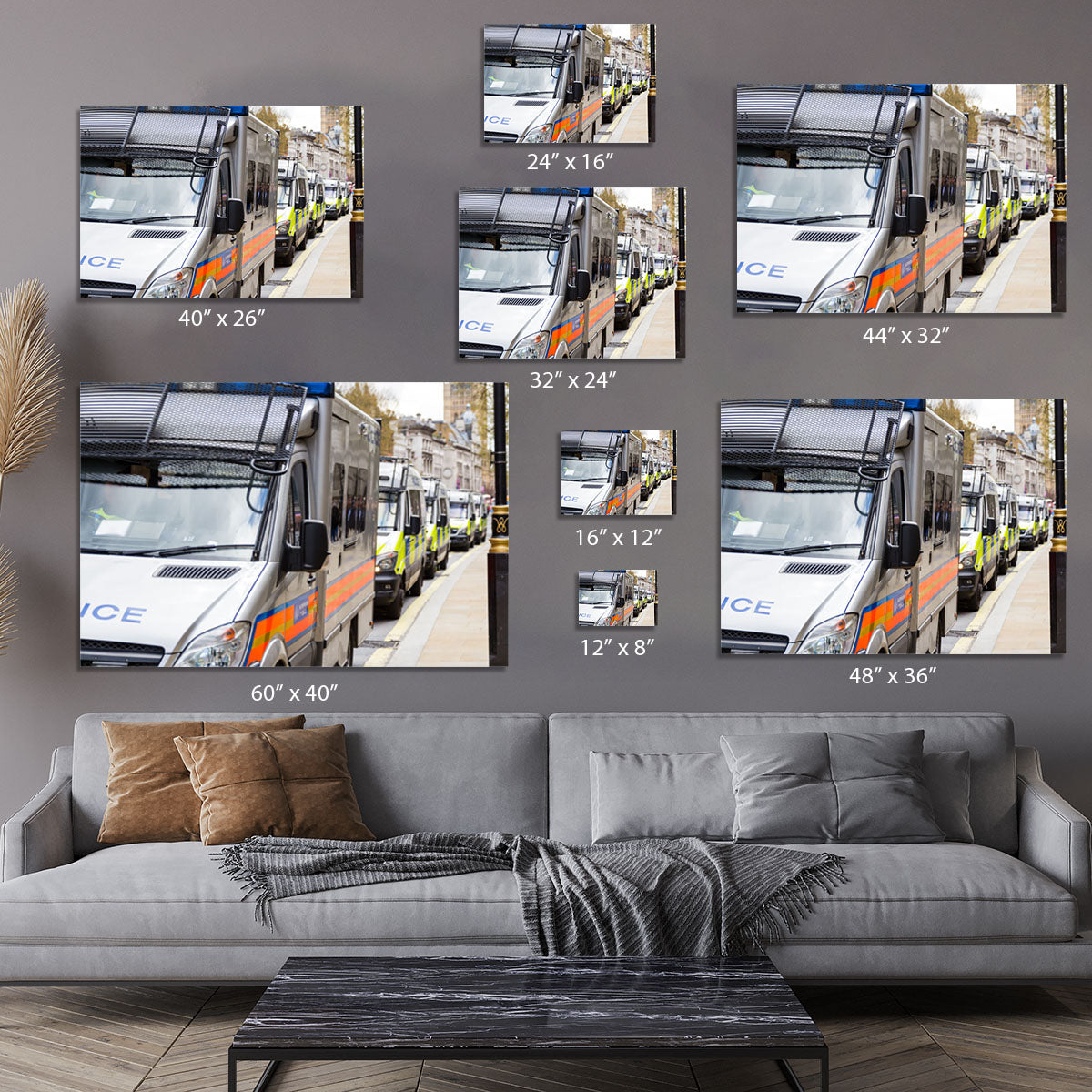 Police vans in a row Canvas Print or Poster - Canvas Art Rocks - 7