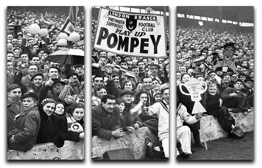 Pompey Supporters 1956 3 Split Panel Canvas Print - Canvas Art Rocks - 1