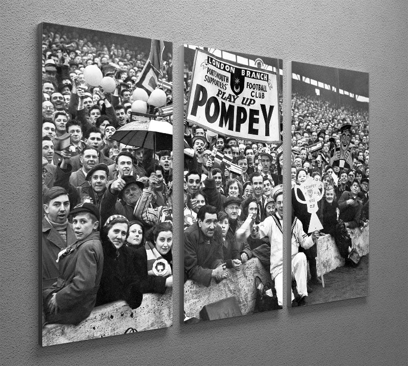 Pompey Supporters 1956 3 Split Panel Canvas Print - Canvas Art Rocks - 2