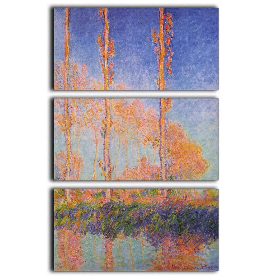 Poplars at Philadelphia by Monet 3 Split Panel Canvas Print - Canvas Art Rocks - 1