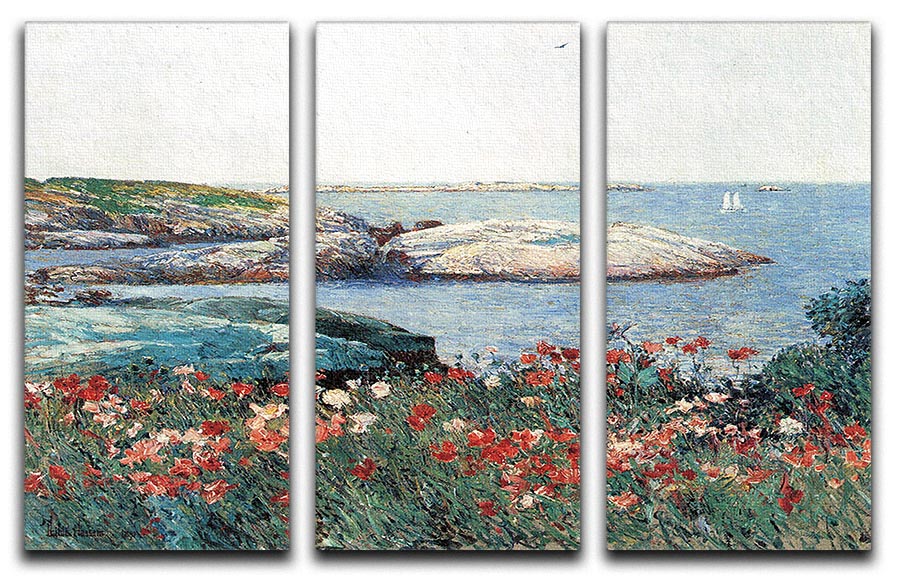 Poppies Isles of Shoals 1 by Hassam 3 Split Panel Canvas Print - Canvas Art Rocks - 1