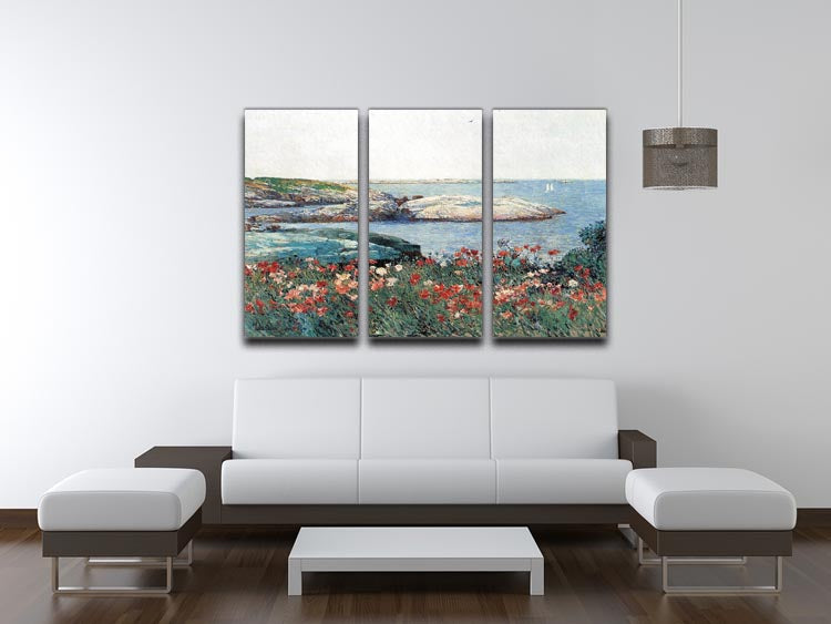 Poppies Isles of Shoals 1 by Hassam 3 Split Panel Canvas Print - Canvas Art Rocks - 3