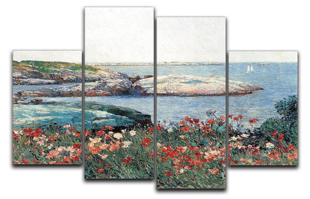 Poppies Isles of Shoals 1 by Hassam 4 Split Panel Canvas - Canvas Art Rocks - 1