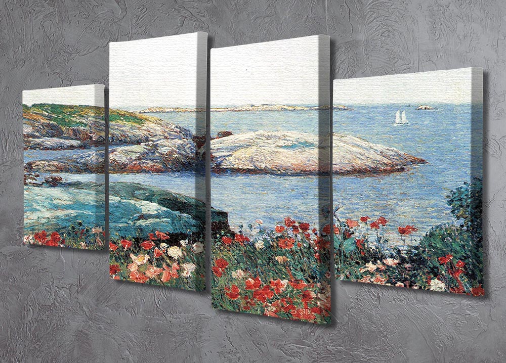 Poppies Isles of Shoals 1 by Hassam 4 Split Panel Canvas - Canvas Art Rocks - 2