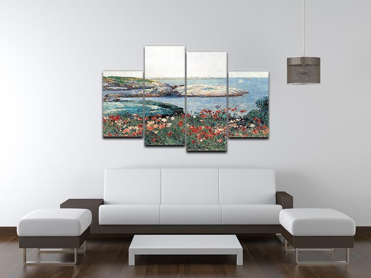 Poppies Isles of Shoals 1 by Hassam 4 Split Panel Canvas - Canvas Art Rocks - 3