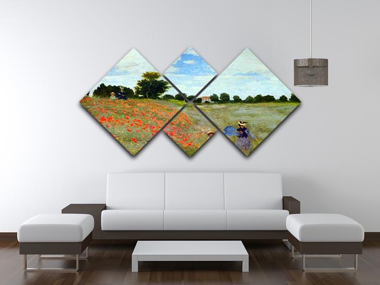 Poppies by Monet 4 Square Multi Panel Canvas - Canvas Art Rocks - 3