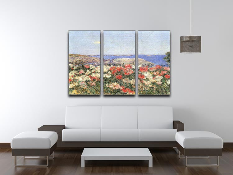 Poppies on the Isles of Shoals by Hassam 3 Split Panel Canvas Print - Canvas Art Rocks - 3